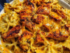 Garlic Butter Chicken Bowties with Cheesy Mozzarella Cream Sauce