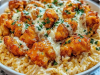 Honey Garlic Chicken Bites Over Creamy Rice