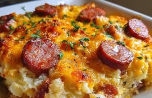Smoked Sausage & Cheesy Potato Casserole