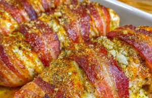 Bacon Wrapped Garlic Parmesan Chicken