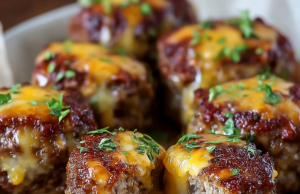 Cheesy Stuffed Meatloaf Bites