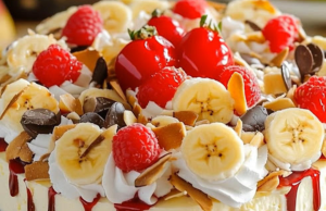 No-Bake Banana Split Cheesecake