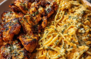 Garlic Parmesan Chicken Spaghetti in Creamy Cajun Three-Cheese Sauce