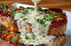 Maple Bacon Pork Chops with Dijon Mustard Cream Sauce